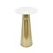 Gold Side Table with White Marble Top | Decorative Modern End Table | Pedestal Metal Base | Accent Table for Living Room | 14x14x24"